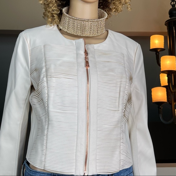 Guess Laser Cut out Leather Jacket - Picture 17 of 17